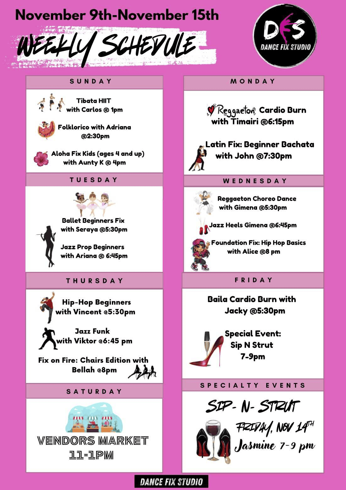 Weekly Class Schedule